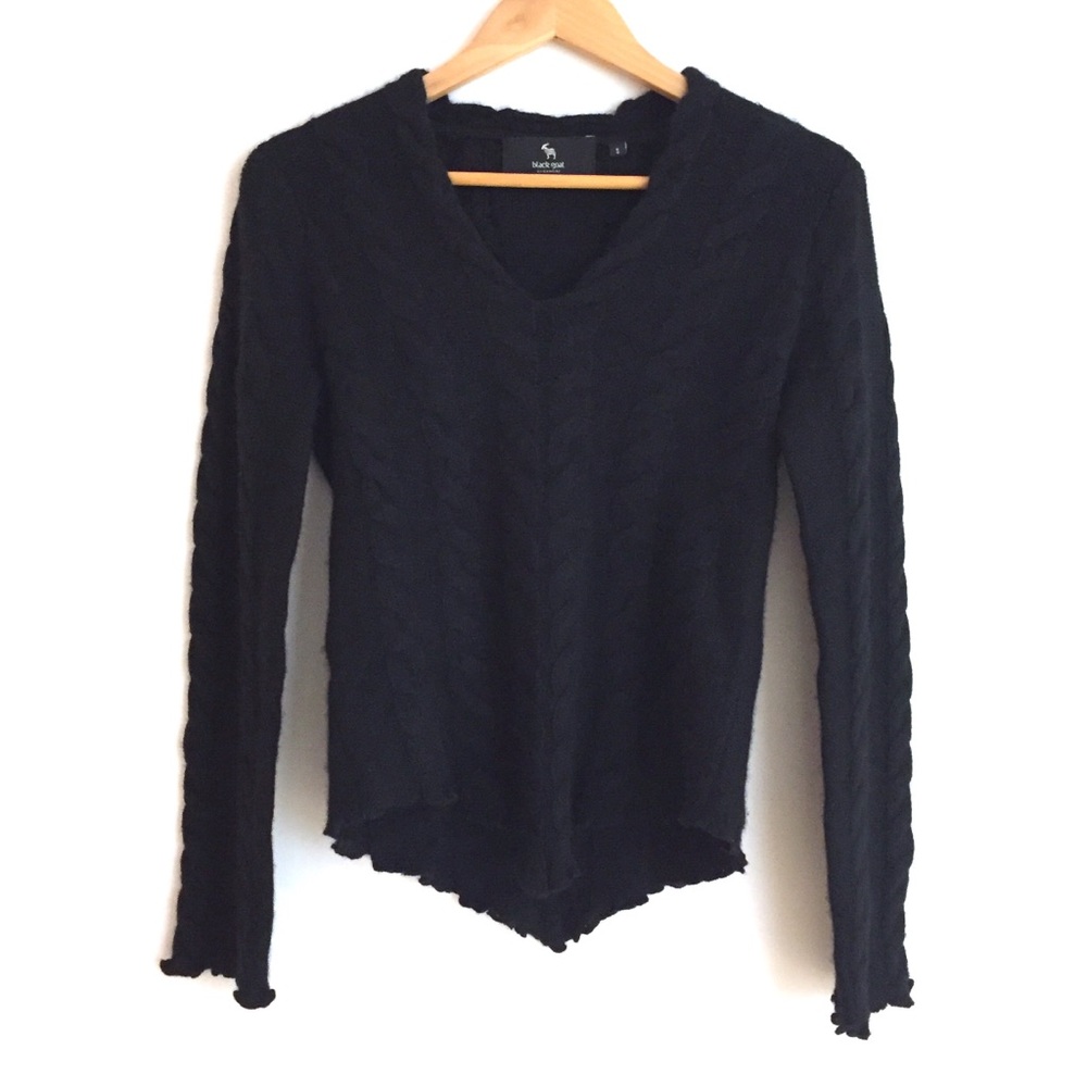 Black Goat 100% Cashmere Cable Knit Sweater S